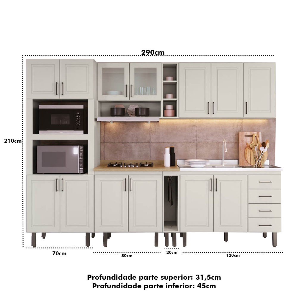 Cozinha Completa Indékes Sônia, 5 Peças, Branco, 120 cm